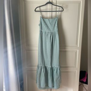Mango Green Gingham Midi Dress